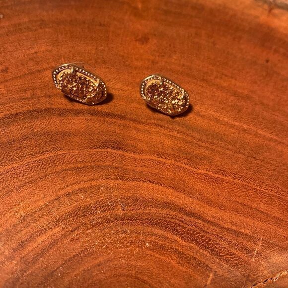 KENDRA Scott gold Ellie post earrings in gold drusy - Picture 4 of 4